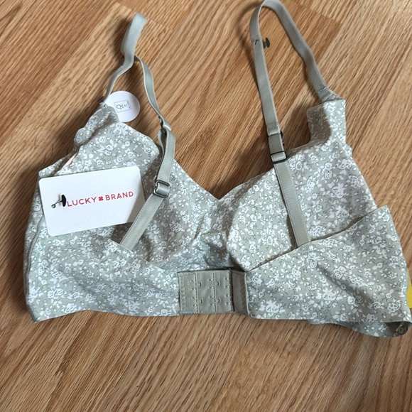 Lucky Brand sage floral laser cut lightly padded lounge bra. NWT. Small. - Picture 3 of 5